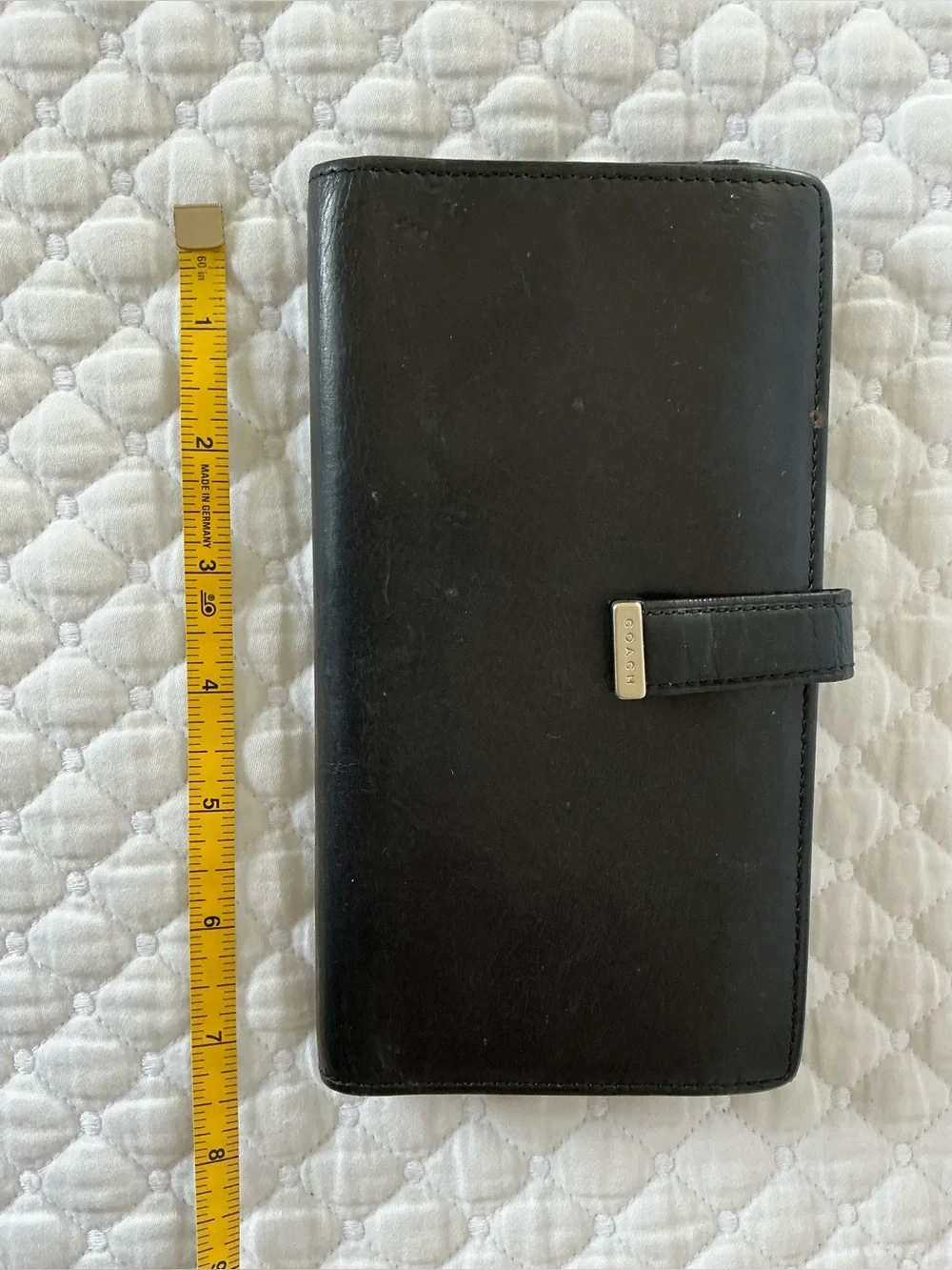 COACH Black Leather Men's Card Holder with Embossed Logo